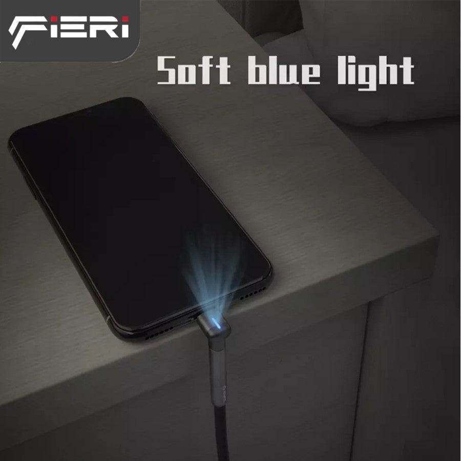 Kabel Data Pengisian Daya Fieri USB-A ke Lightning 1,2M Model Siku untuk iPhone