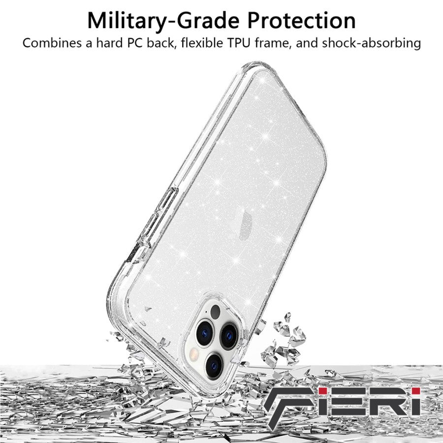 Fieri Hard Case untuk iPhone 13 Series Clear Glitter Kelas Militer