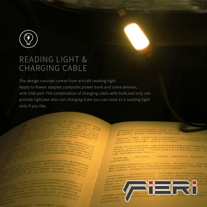Kabel Pengisi Daya Fieri 27W USB-A ke USB-C 2M Lampu Magnetik
