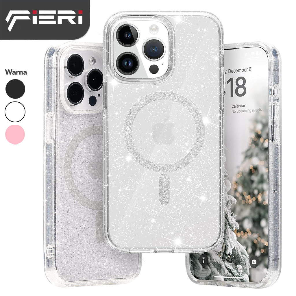 Casing Keras Fieri untuk iPhone Seri 16 Glitter Magnetik
