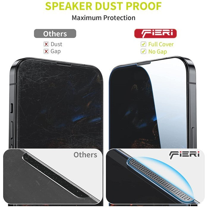 Pelindung Layar Privasi Fieri untuk iPhone Seri 14 Pemasangan Mudah Anti Debu Otomatis - Paket isi 2