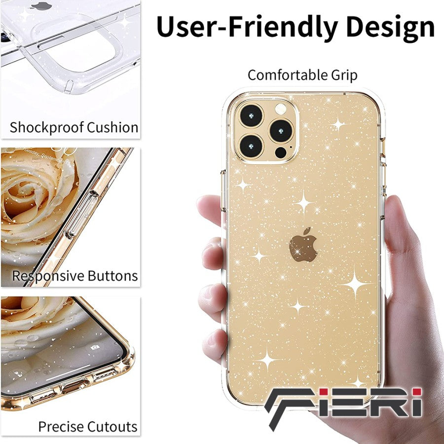 Fieri Hard Case untuk iPhone 13 Series Clear Glitter Kelas Militer