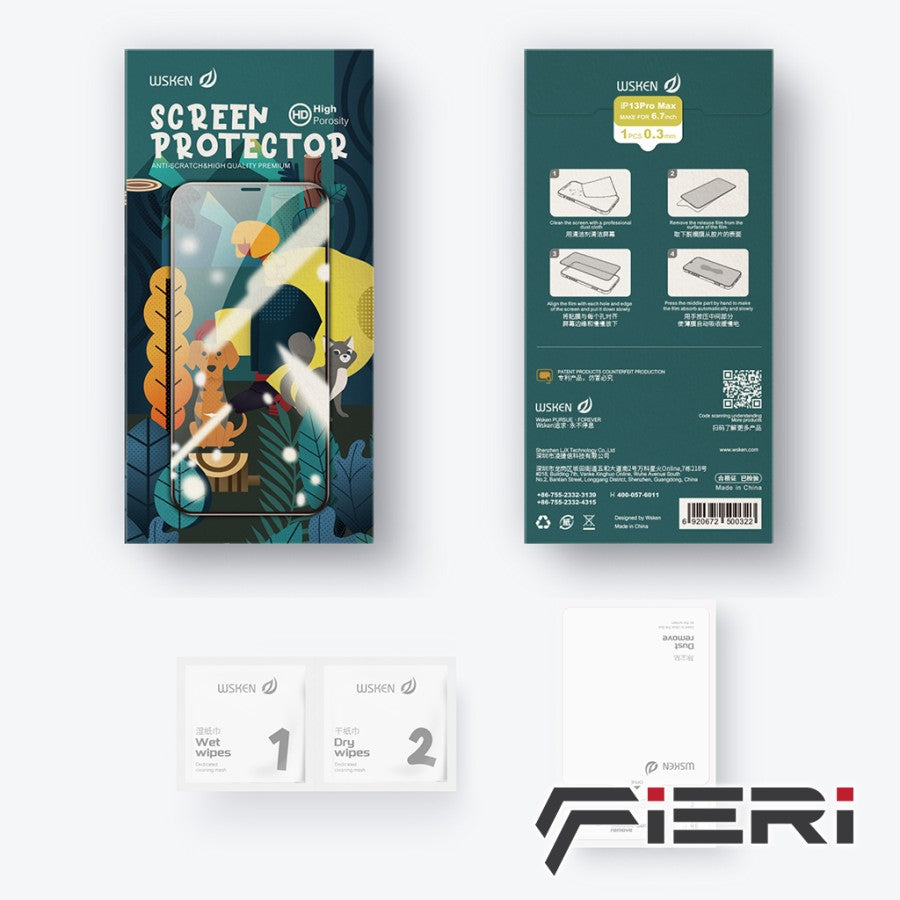 Pelindung Layar Bening Fieri untuk iPhone Seri 13 - Paket isi 5