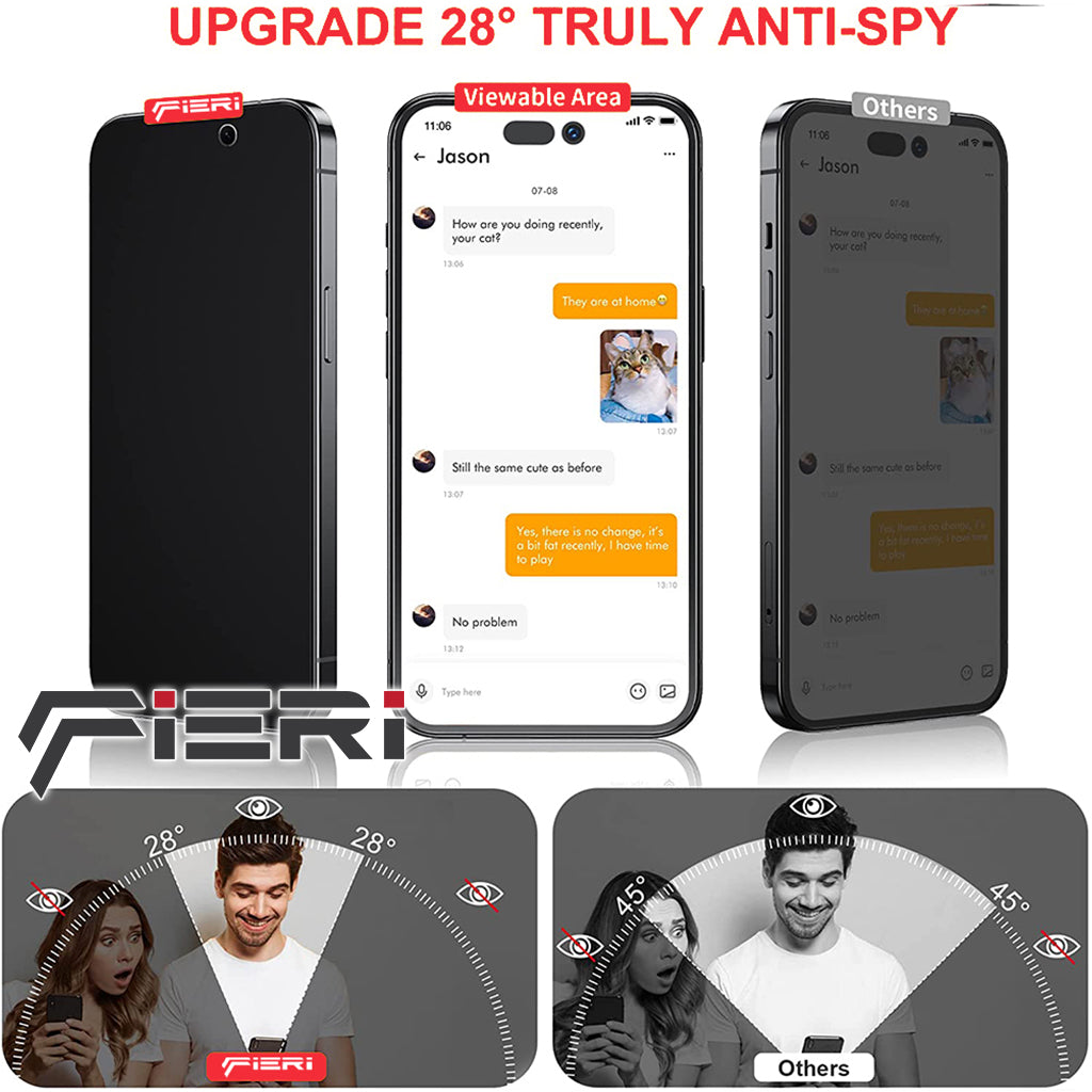Pelindung Layar Privasi Fieri untuk iPhone Seri 14 Pemasangan Mudah Anti Debu Otomatis - Paket isi 2