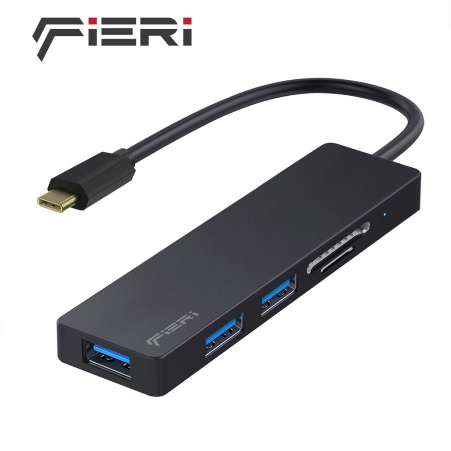 Konverter Fieri Tipe C ke 3x USB-A / SD / Pembaca Kartu Micro SD OTG