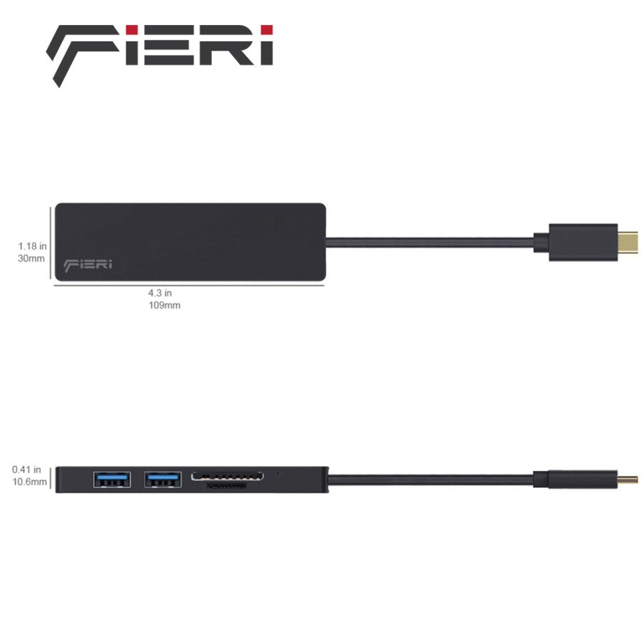 Konverter Fieri Tipe C ke 3x USB-A / SD / Pembaca Kartu Micro SD OTG