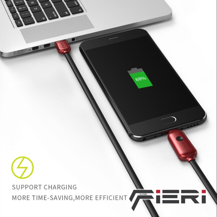Kabel Pengisi Daya Fieri 27W USB-A ke USB-C 2M Lampu Magnetik