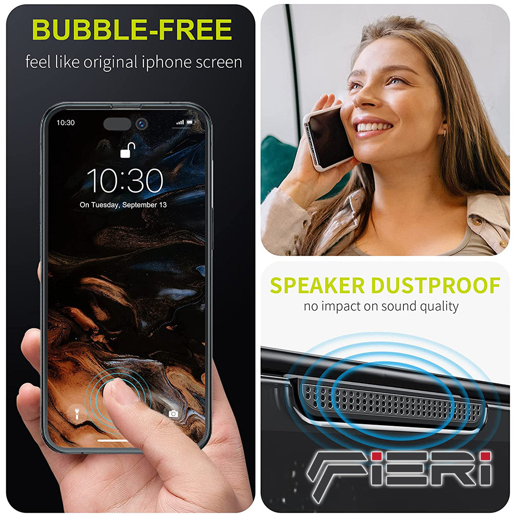 Pelindung Layar Bening Fieri untuk iPhone Seri 16 Pemasangan Mudah Anti Debu Otomatis - Paket isi 2
