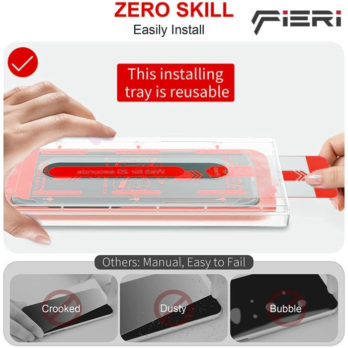 Pelindung Layar Privasi Fieri untuk iPhone Seri 14 Pemasangan Mudah Anti Debu Otomatis - Paket isi 2
