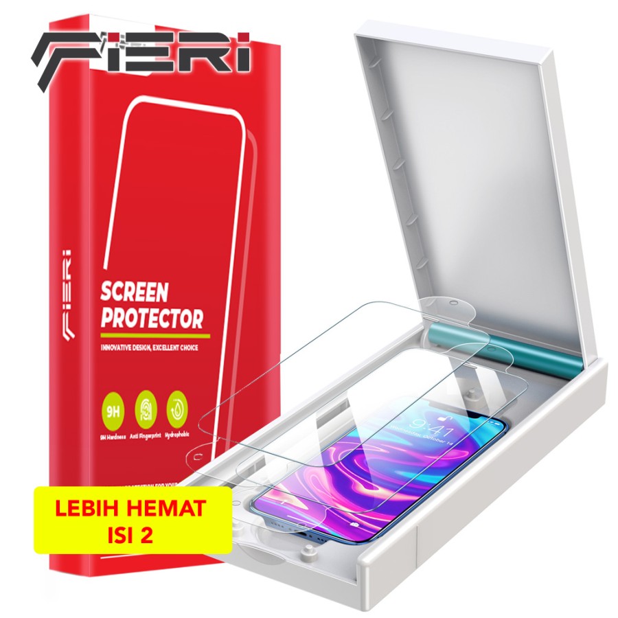 Pelindung Layar Bening Fieri untuk iPhone Seri 11 Pemasangan Mudah - Paket isi 2