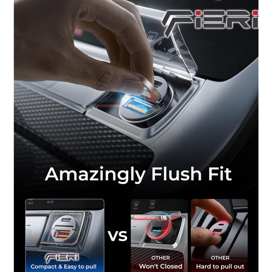 Pengisi Daya Mobil Fieri D2-X 45W Desain Mini USB-C + USB-A PD Pengisian Cepat