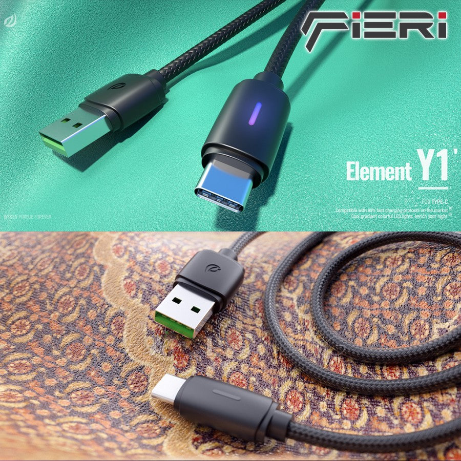 Kabel Data Pengisian Daya Fieri USB-A ke USB-C 5A Elemen Y1