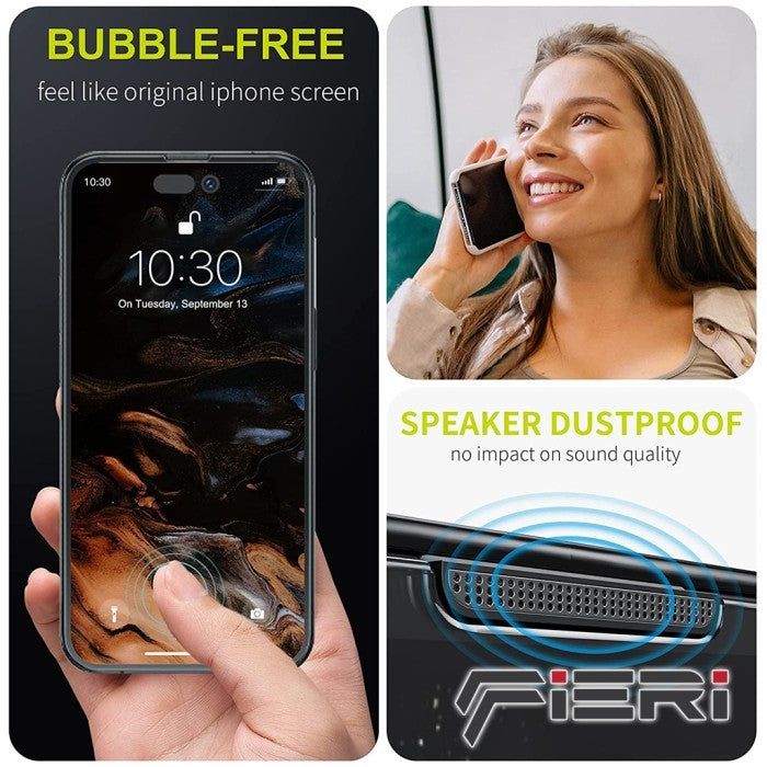 Pelindung Layar Privasi Fieri untuk iPhone Seri 14 Pemasangan Mudah Anti Debu Otomatis - Paket isi 2