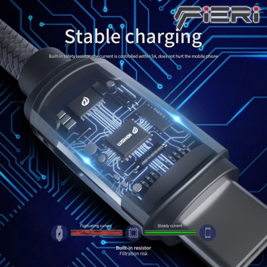 Kabel Data Pengisian Daya Fieri USB-A ke USB-C 5A Elemen Y1