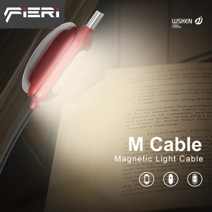Kabel Pengisi Daya Fieri 27W USB-A ke USB-C 2M Lampu Magnetik