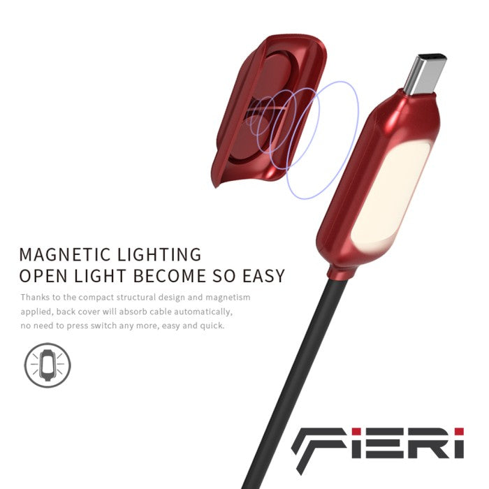Kabel Pengisi Daya Fieri 27W USB-A ke USB-C 2M Lampu Magnetik