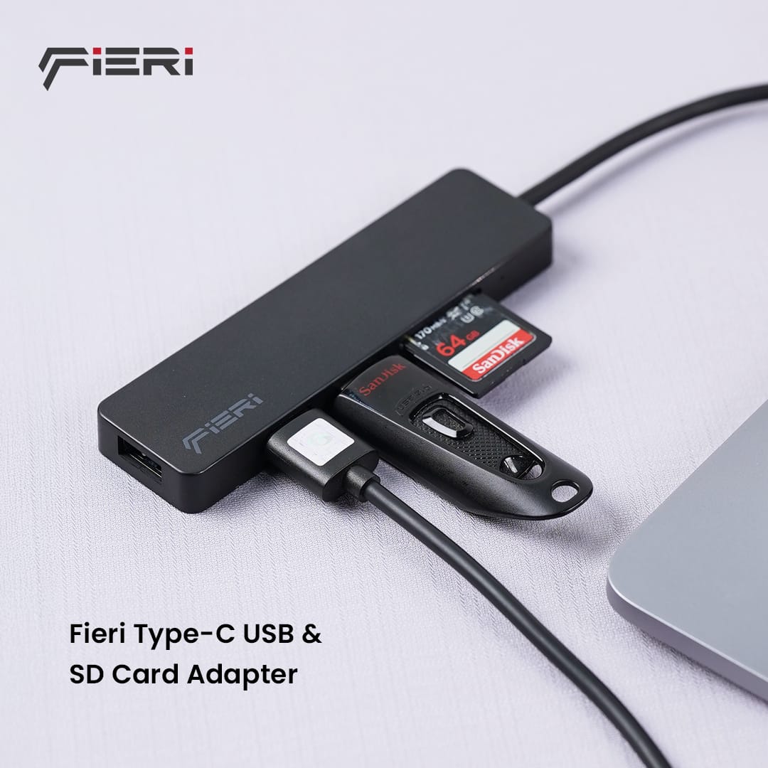 Konverter Fieri Tipe C ke 3x USB-A / SD / Pembaca Kartu Micro SD OTG