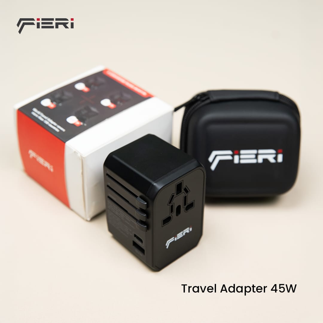 Adaptor Perjalanan Universal Fieri 45W XI2 1x USB-C + 3x USB-A