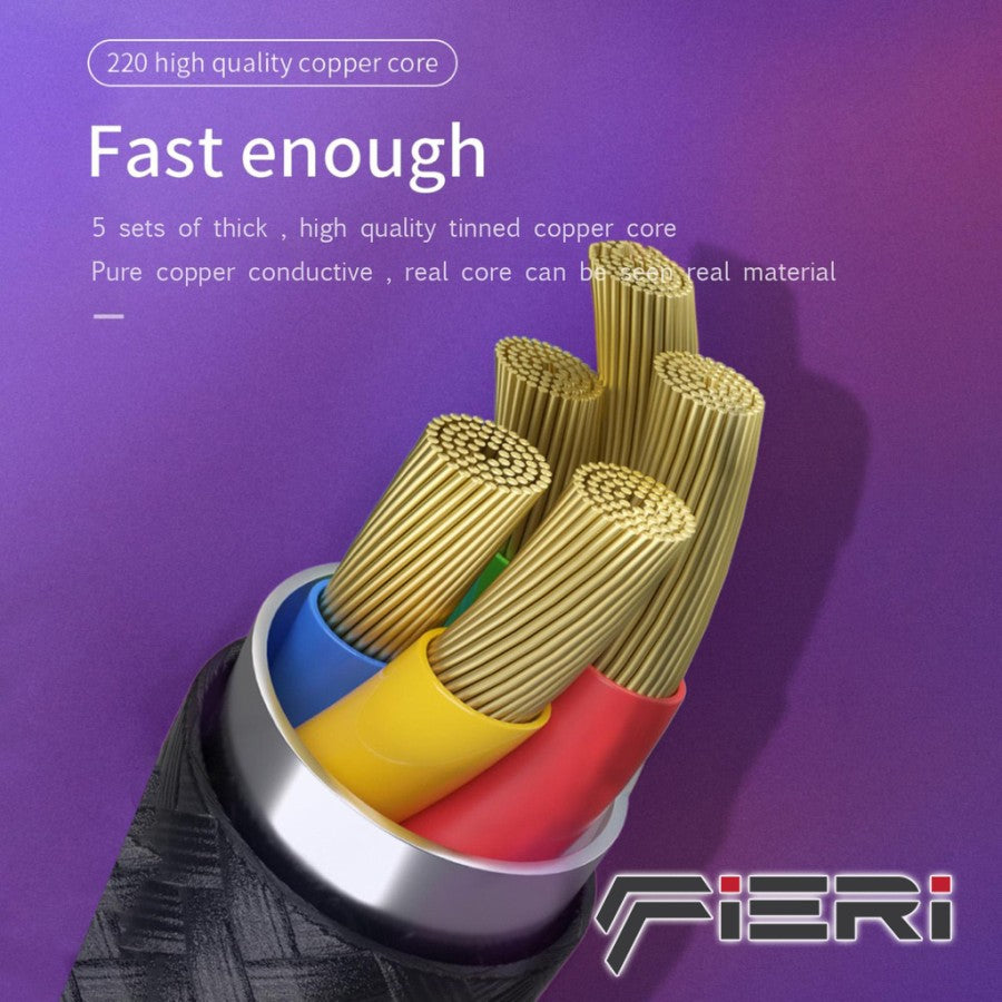 Kabel Data Pengisian Daya Fieri USB-A ke USB-C 5A Elemen Y1