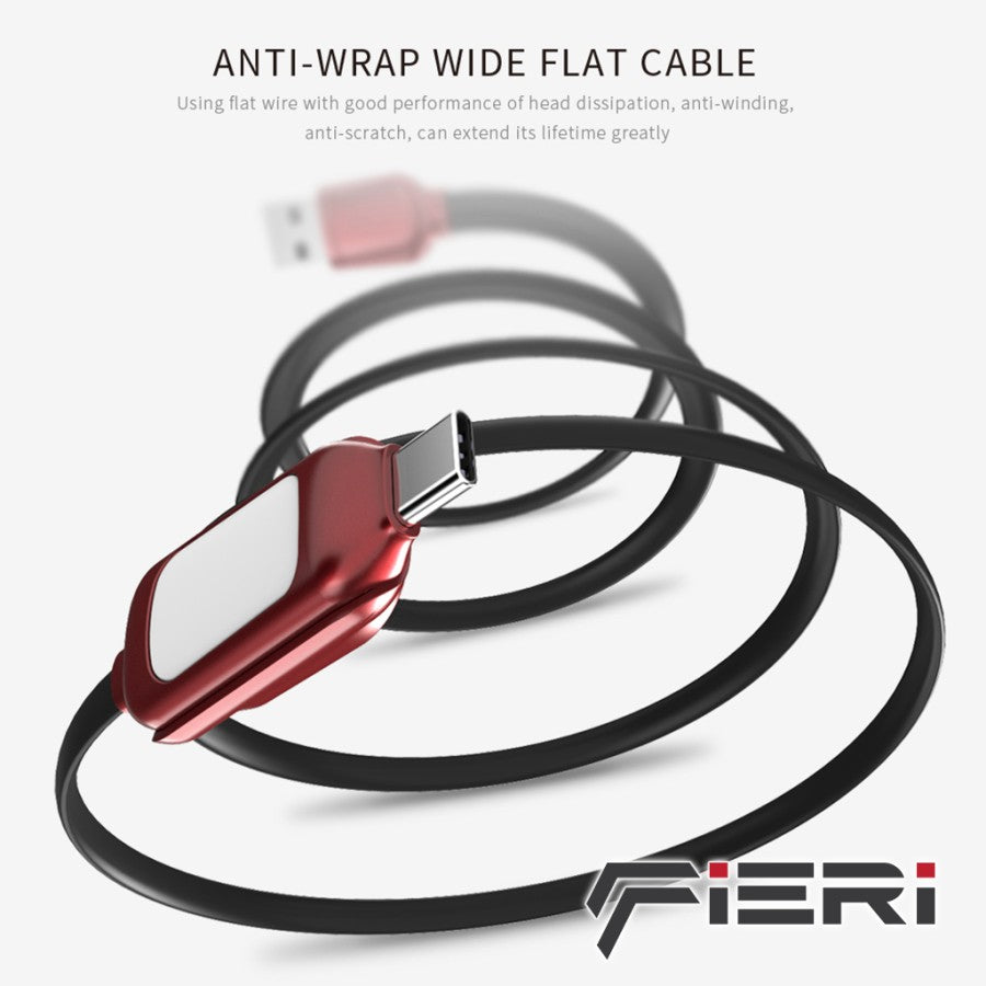 Kabel Pengisi Daya Fieri 27W USB-A ke USB-C 2M Lampu Magnetik