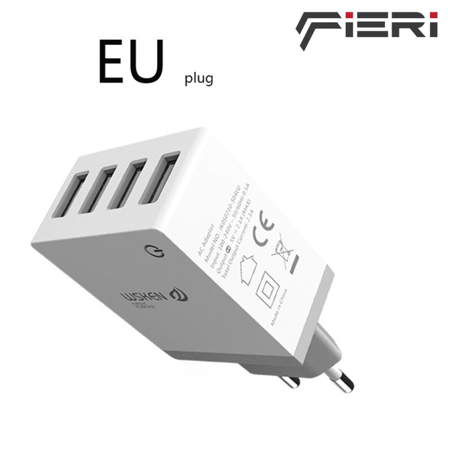 Pengisi Daya Dinding Fieri 4 Port USB-A / 1 USB-A Sertifikasi Aman