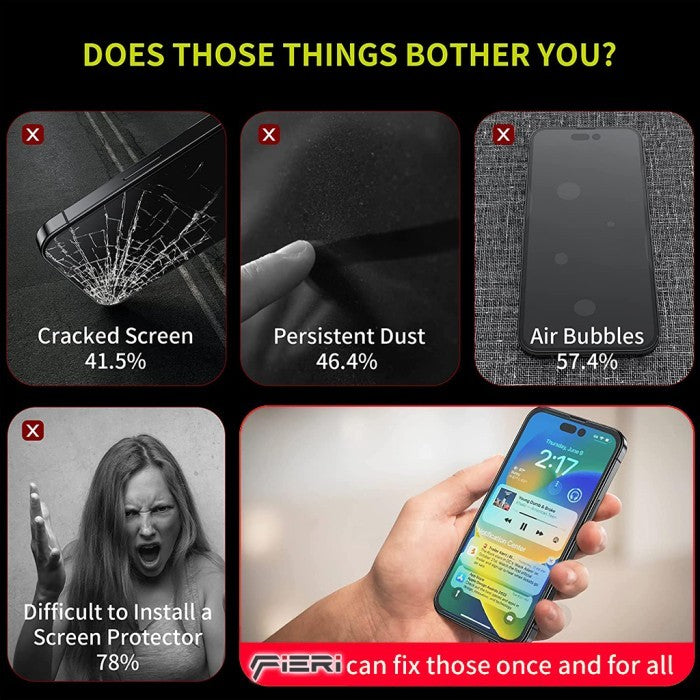 Pelindung Layar Privasi Fieri untuk iPhone Seri 14 Pemasangan Mudah Anti Debu Otomatis - Paket isi 2