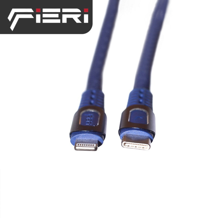 Kabel Data Pengisian Daya Fieri USB-C ke Lightning 1M / 2M Kain