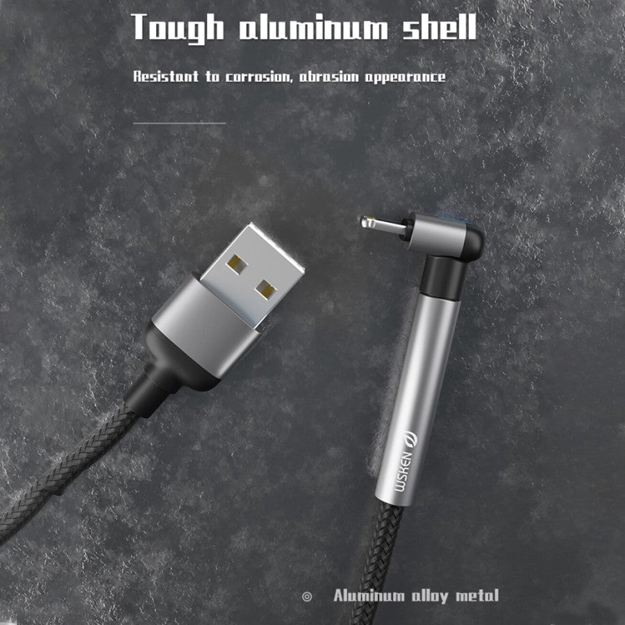 Kabel Data Pengisian Daya Fieri USB-A ke Lightning 1,2M Model Siku untuk iPhone