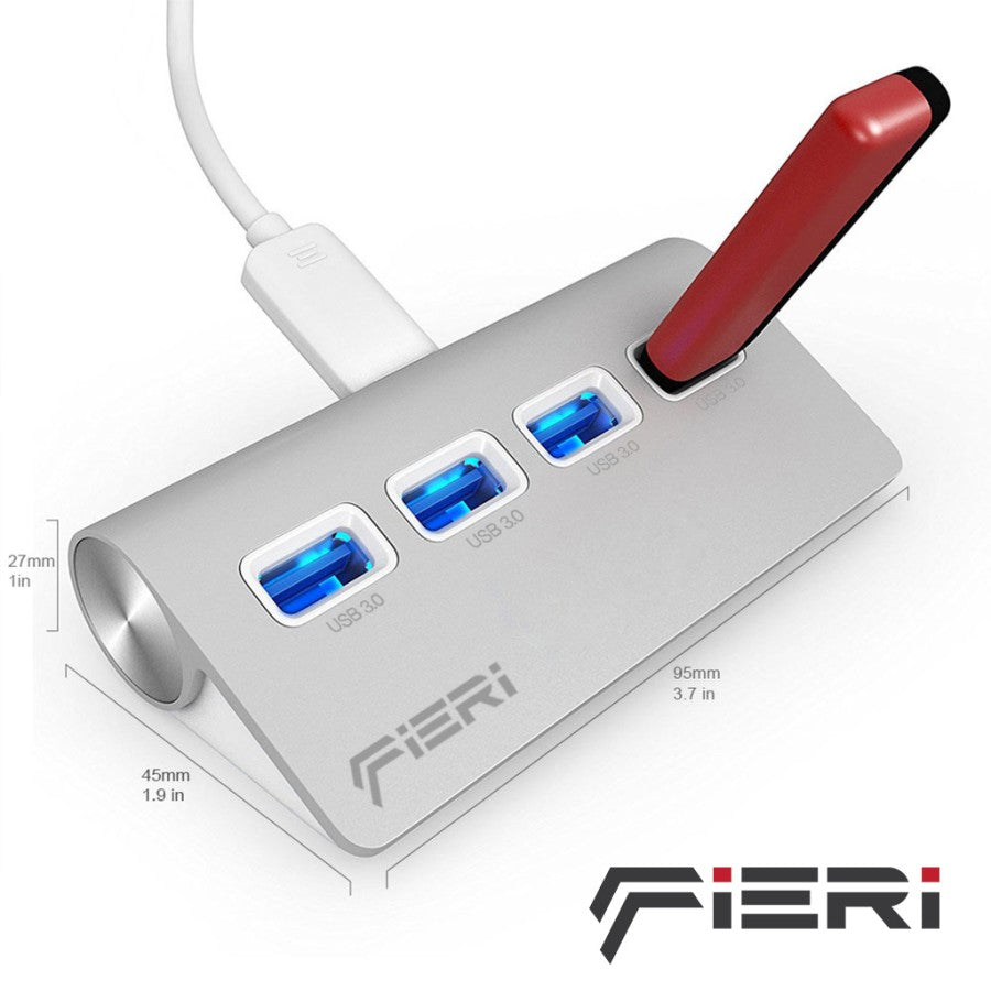 Fieri Multiport USB to 4 USB 3.0 LED Hub Super Speed Windows Mac Linux