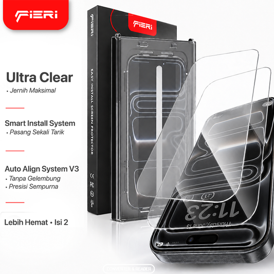 Fieri Clear Screen Protector for iPhone 17 Series Easy Install Auto Dust - Pack of 2