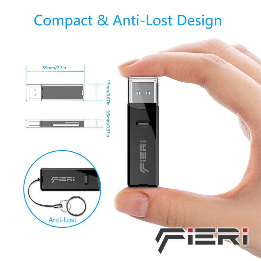 Fieri USB 3.0 Card Reader Micro SD Card SDHC SDXC MMC Super Speed LED