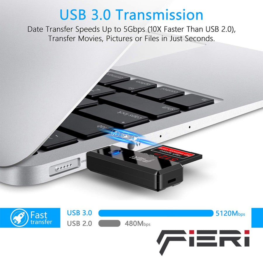 Fieri USB 3.0 Card Reader Micro SD Card SDHC SDXC MMC Super Speed LED