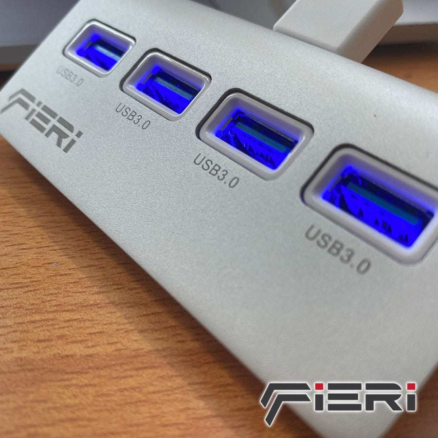 Fieri Multiport USB to 4 USB 3.0 LED Hub Super Speed Windows Mac Linux