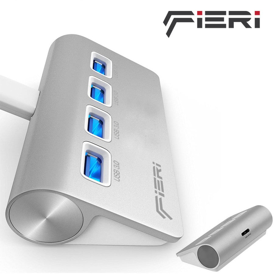 Fieri Multiport USB to 4 USB 3.0 LED Hub Super Speed Windows Mac Linux