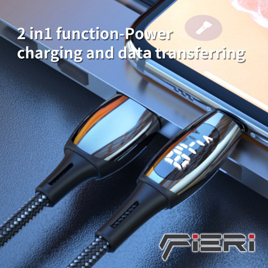 Fieri Charging Data Cable USB-A to Lightning LED Display