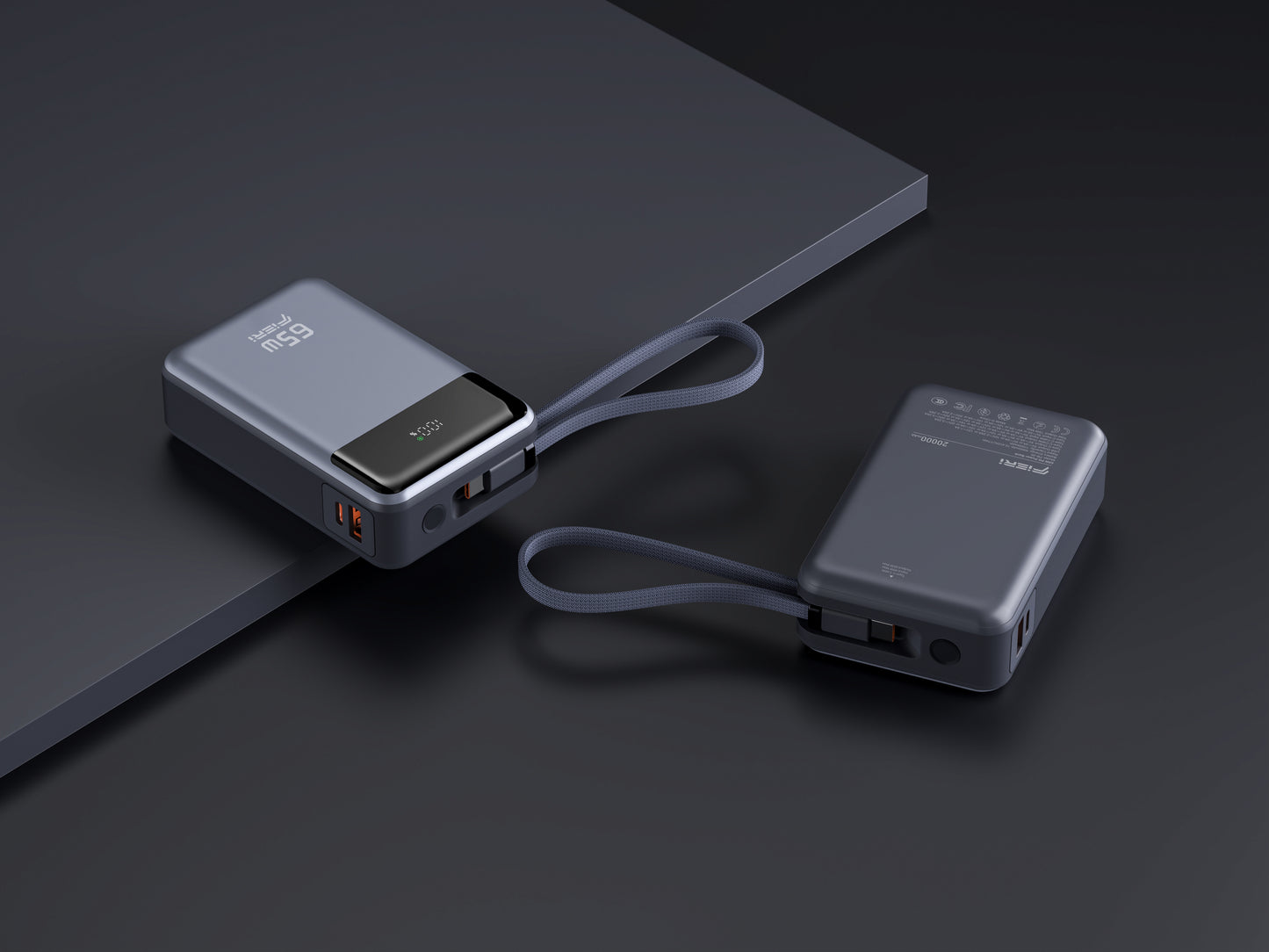 Fieri Power Bank PowerLink One — 65W 20,000 mAh with Built-in USB-C Cable