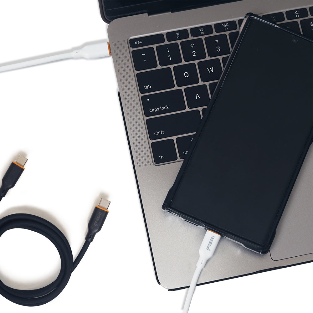 Fieri C939 Silicone Charging Cable — 65W USB-C to USB-C | 1 m Soft-Touch Design