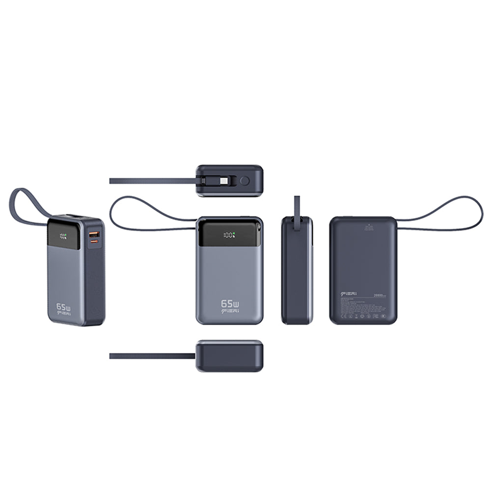 Fieri Power Bank PowerLink One — 65W 20,000 mAh with Built-in USB-C Cable