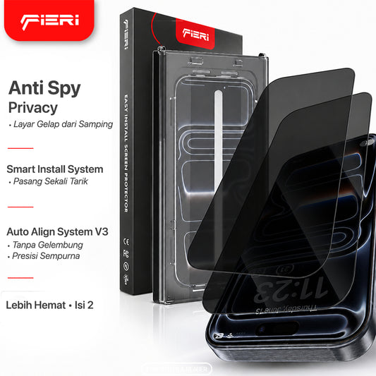 FIERI Privacy Screen Protector untuk iPhone 17 Series Auto Dust V3 — Isi 2