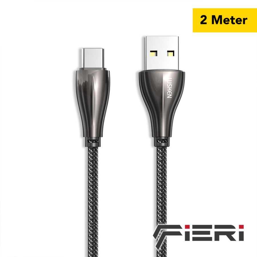 Fieri Charging Data Cable USB-A to USB-C 1M / 2M Fast Charging RGB