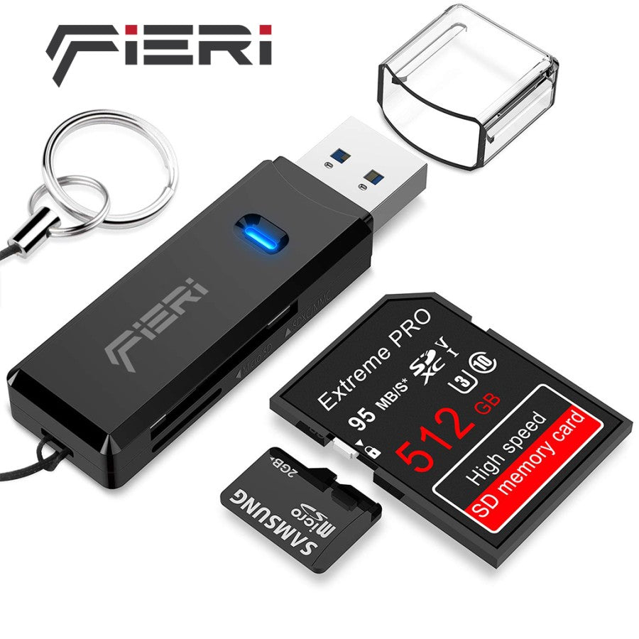 Fieri USB 3.0 Card Reader Micro SD Card SDHC SDXC MMC Super Speed LED