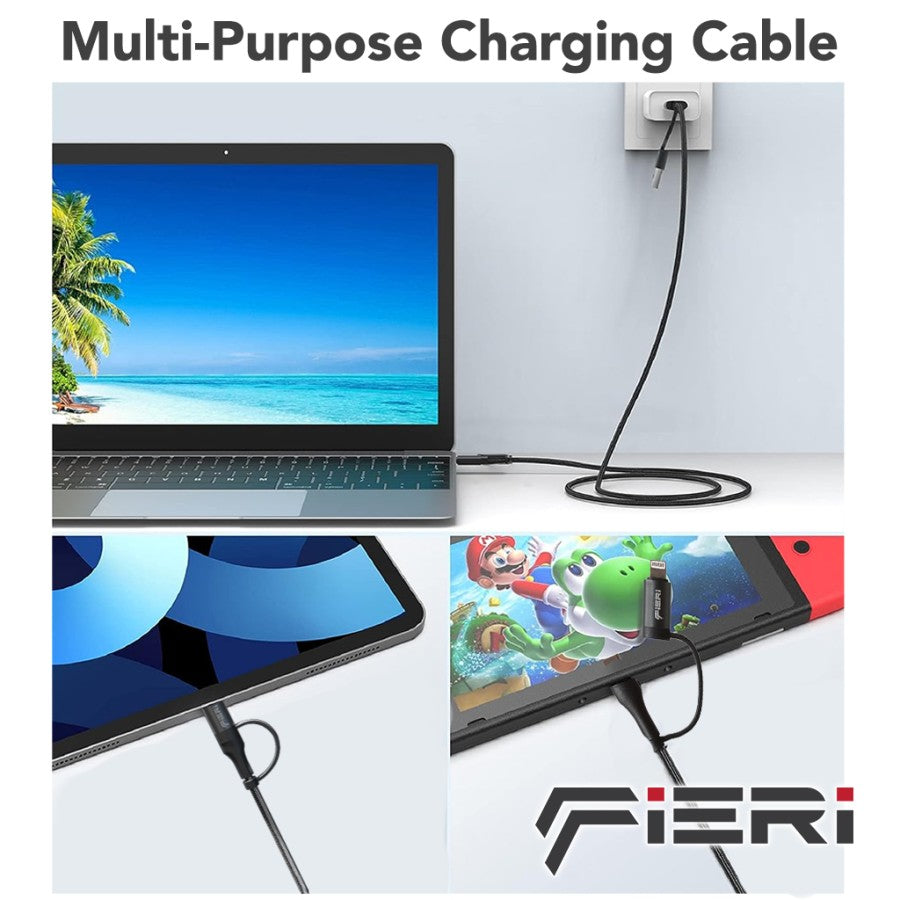 Fieri Charging Data Cable 4in1 60W USB-C / USB-A to USB-C / Lightning